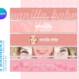 Onlyfans Small Banner Template Bundle | For Fansly, Niteflirt, Adult Contents, Cam Girl, nsfw | Edit in Canva