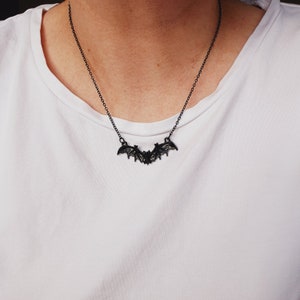 Bat Necklace, Bat Necklace Goth, Black Gothic Bat Necklace, Gothic Necklace, Black Bat Necklace, Halloween Pendant, Halloween Jewellery