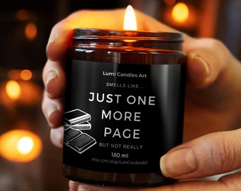 One More Page Candle - Funny Book Lover Birthday, Christmas Gift - Dark Fae Book Inspired Candle, Literary Spicy Books for Women Colleague