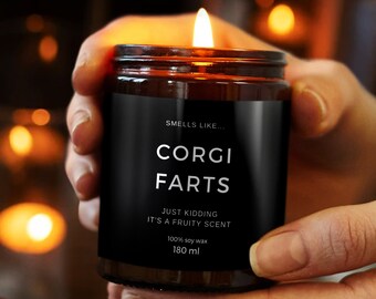 Smells Like Corgi & Fruits Housewarming Gift - Funny Birthday Gift Candle for Dog Lovers, Dog Owner, Corgi Dog Mom Friend, Colleague Sister