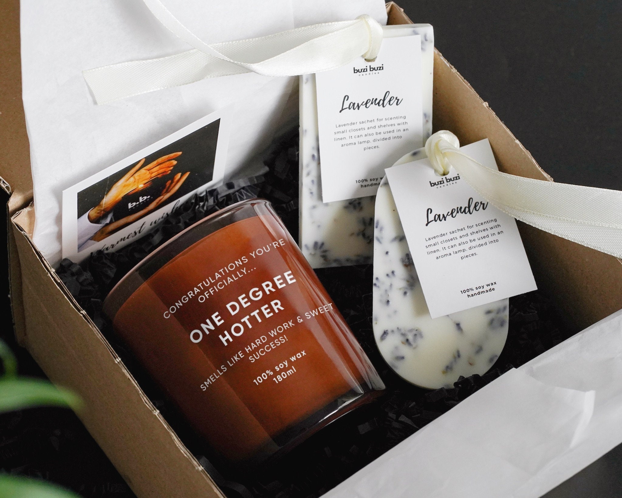Graduation Candle Gift Box - One Degree Hotter Candle Gift for PhD, College, University - Student Grad Gift Basket for Her, Him, Daughter