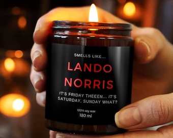 Smells Like Lando Norris - McLaren Formula 1 One Gift Candle - F1 Funny Gift for Friend, Boyfriend, Husband Fan Birthday Dad Boss Manager