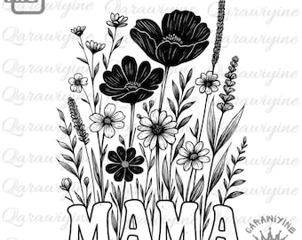 Floral Mama PNG: Retro Mother's Day Design (Digital Download)