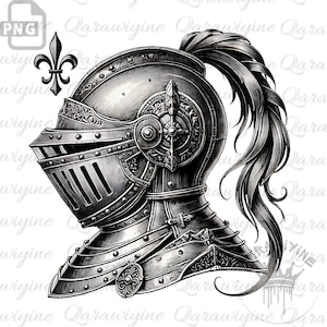 Crusader Helmet Clipart – Medieval Knight Warrior Armor, Templar & Fantasy Gladiator Helmet Illustration