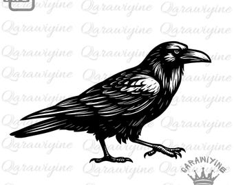 Gothic Raven Clipart: Vintage Crow Vector, Halloween Planner Art (PNG, SVG, PDF Downloadable Files)