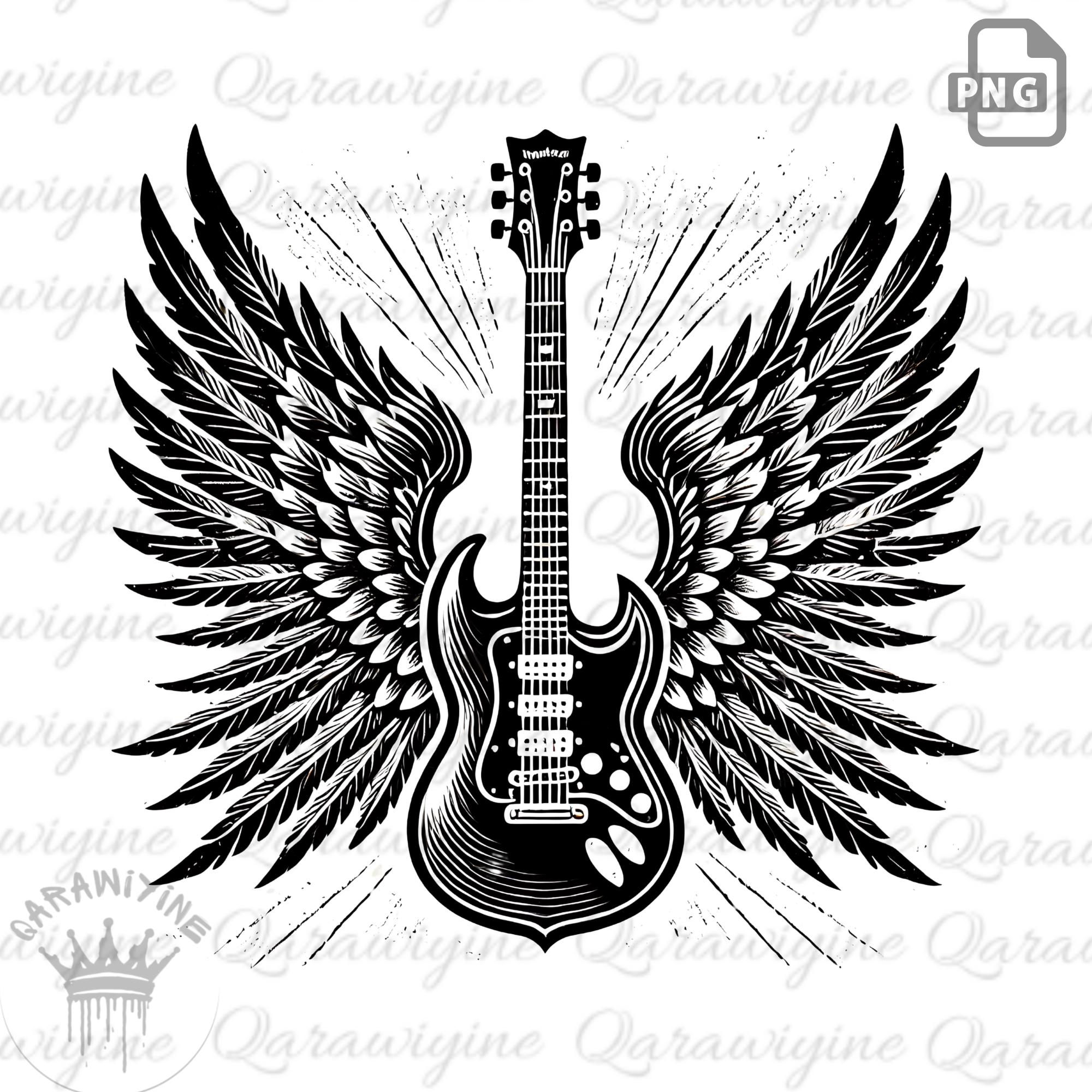 Electric Guitar With Wings Vector Art (PNG) - Etsy