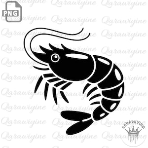 Shrimp Clipart PNG | Cute Shrimp Digital Art | Prawn Vector Silhouette | Shrimp Design & Decal | Digital Shrimp Download