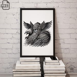 Odin Viking PNG: Helmet & Eagle Art Clipart (Digital Download)