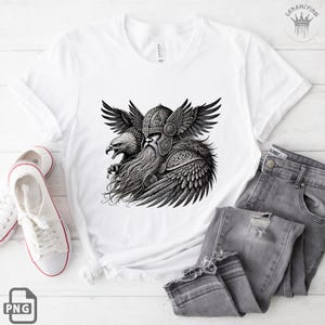 Odin Viking PNG: Helmet & Eagle Art Clipart (Digital Download)