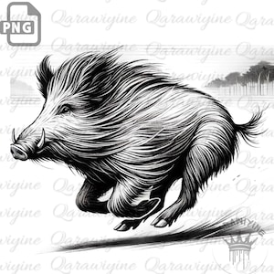 Wild Boar Illustration: Hunting PNG, Wildlife Art (Digital Download)