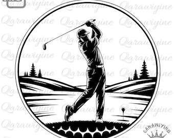 Golf Swing Clipart PNG: Golfer Silhouette, Mug & Shirt Design (Digital Download)