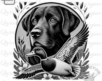 PNG de caza de patos de Labrador: Arte de ánade real (descarga digital)