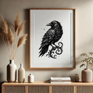 Gothic Crow PNG Clipart: Raven Tattoo Illustration, Sublimation & Digital Art