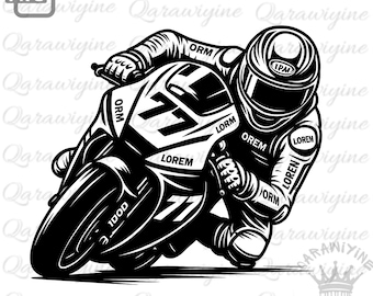 Racing Motorcycle Clipart: Sportbike Biker Art (PNG Digital Download)