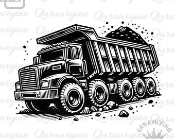 Detailed Dump Truck Clipart: Construction Truck Design (Digital Download)