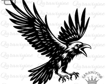 Gothic Raven Clipart: Spooky Crow PNG, Cricut & Laser File (Digital Download