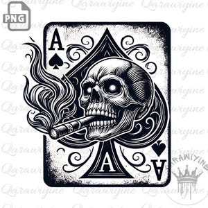 Ace of Spades PNG – Poker Clipart, Skull Playing Cards Art, Ace Spades Skull Design, Laser Cut Casino, Poker PNG, Skull Cigar Clipart