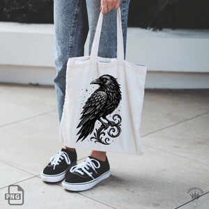 Gothic Crow PNG Clipart: Raven Tattoo Illustration, Sublimation & Digital Art