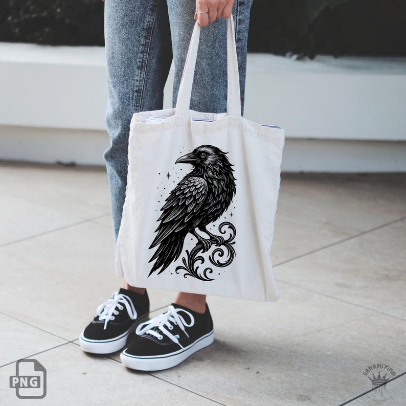 Gothic Crow PNG Clipart: Raven Tattoo Illustration, Sublimation & Digital Art