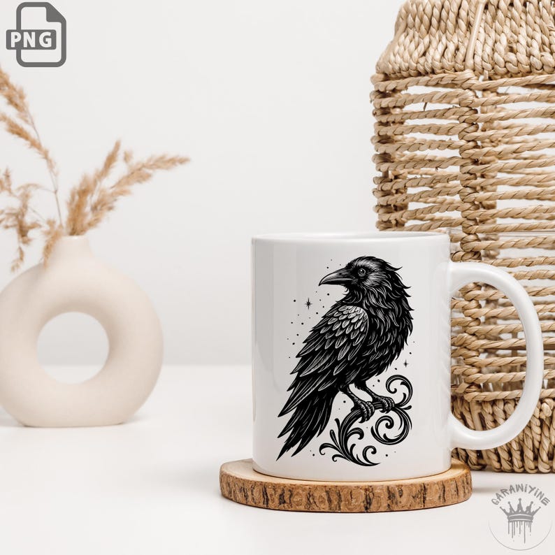 Gothic Crow PNG Clipart: Raven Tattoo Illustration, Sublimation & Digital Art