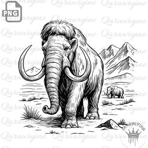 Woolly Mammoth PNG Clipart: Ice Age Nursery Art (Digital Download)