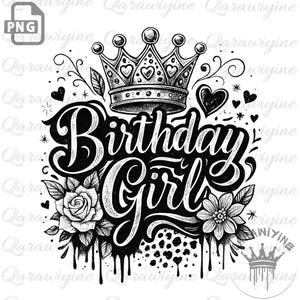 Aniversariante PNG: Design de sublimação feminina para camiseta de aniversário (download digital)