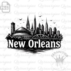 Skyline de la Nouvelle-Orléans PNG - Clipart ville, sticker Nouvelle-Orléans, football et vecteur villes des États-Unis, conception d'impression numérique