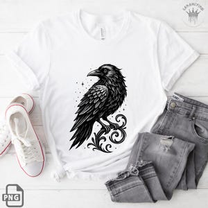 Gothic Crow PNG Clipart: Raven Tattoo Illustration, Sublimation & Digital Art