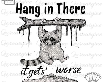 Funny Raccoon PNG: Edgy Humor Design for Adult Shirts (Digital Download
