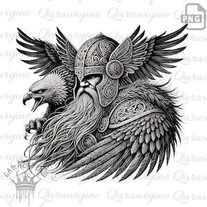 Odin Viking PNG: Helmet & Eagle Art Clipart (Digital Download)