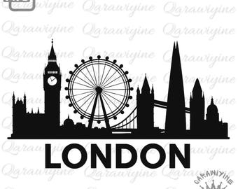 London Skyline Clipart PNG: Big Ben, London Bridge (Digital Download)