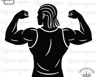 Bodybuilder PNG Clipart – Muscle Man Outline, Fitness Hero, Gym Logo, Weight Lifting & Cricut Design
