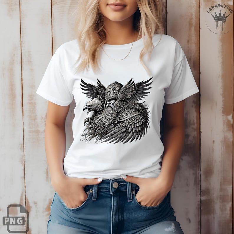 Odin Viking PNG: Helmet & Eagle Art Clipart (Digital Download)