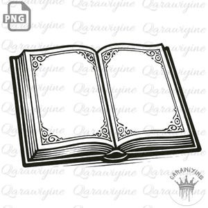 Open Book PNG – Vintage Book Clipart, Blank Book Silhouette, Book Lover Design & Cut Files, Digital Download