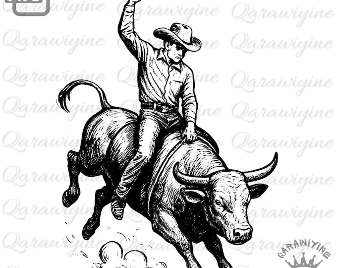 Bull Rider Colouring Bull Riding Clipart, Bull Rider, Rodeo, Western, Instant Download, PNG ...