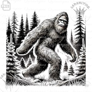 Bigfoot Artwork in a Midnight Forest – bigfoot poster