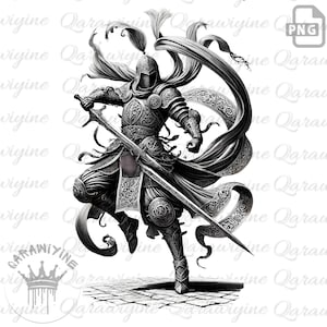 Epischer mittelalterlicher Ritter PNG | Krieger Clipart für Aufkleber, Decals & digitale Kunst | Sofort Download