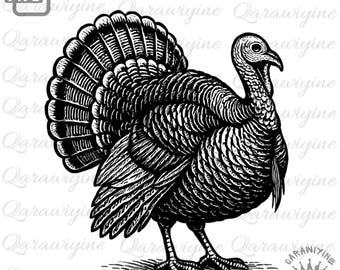 Woodland Turkey Clipart: Thanksgiving, Hunting Design (PNG Digital Download)