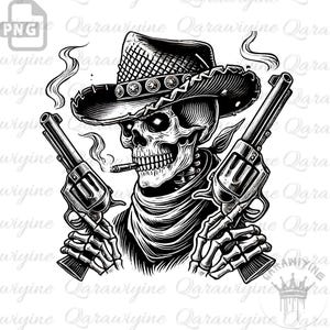 Cowboy Skull PNG – Skeleton Cowboy Clipart, Western Skull Art, Cowboy Hat Skeleton Digital Design