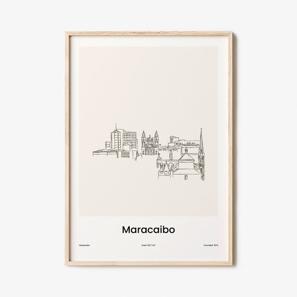 Maracaibo Print, Maracaibo Wall Art, Maracaibo Wall Decor, Maracaibo Travel Poster, City Map, One Line Draw