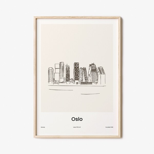 Oslo Print, Oslo Wall Art, Oslo Wall Decor, Oslo Travel Poster, City Map, One Line Draw