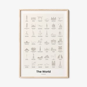 World Bucket List, Travel Bucket Poster Print, Travel Fine Line Print, Travel Scratch Off Print, One Line Draw, Travel Gift, Graduation Gift