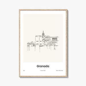 Impresión de Granada, arte mural minimalista, póster de viaje y mapa de la ciudad, decoración moderna para el hogar, recuerdo de España