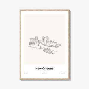 Póster artístico con mapa de la ciudad de Nueva Orleans, decoración de pared de viaje vintage, recuerdo de Luisiana, decoración urbana para el hogar.