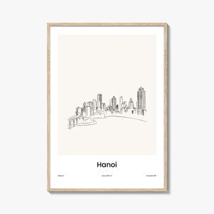 Hanoi One Line gezeichnet Druck, Hanoi Wandkunst, Hanoi Wand-Dekor, Hanoi Reise-Plakat, Stadt Karte