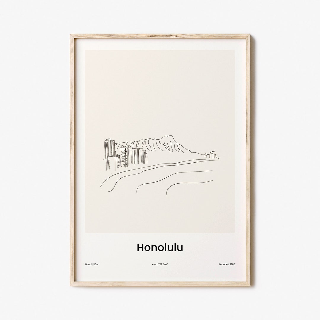 Honolulu Print, Honolulu Wall Art, Honolulu Wall Decor, Honolulu Travel