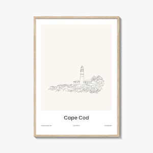 Cape Cod One Line Druck, Cape Cod Wandkunst, Cape Cod Wanddekor, Cape Cod Reiseplakat, Stadt Karte