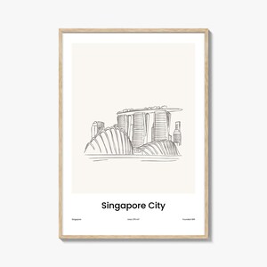 Singapur One Line gezeichnet Druck - Minimalistische Stadt Karte Wand Kunst, Reise Poster & Wanddekoration für Zuhause oder im Büro