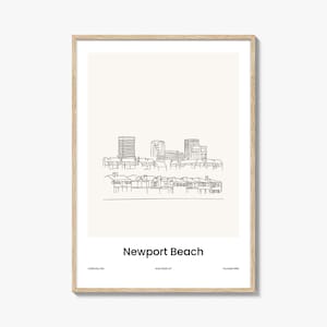 Newport Beach One Line Drawn Print, Newport Beach Art, Newport Beach Decor, Newport Beach Travel Poster, City Map