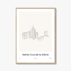 Santa Cruz de la Sierra Print: One Line Art, City Travel Poster